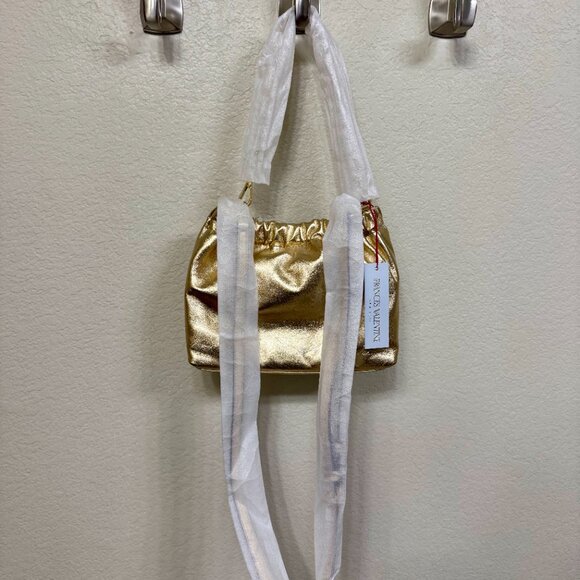 Frances Valentine Gold Pouch Bici New With Tags - Picture 7 of 7